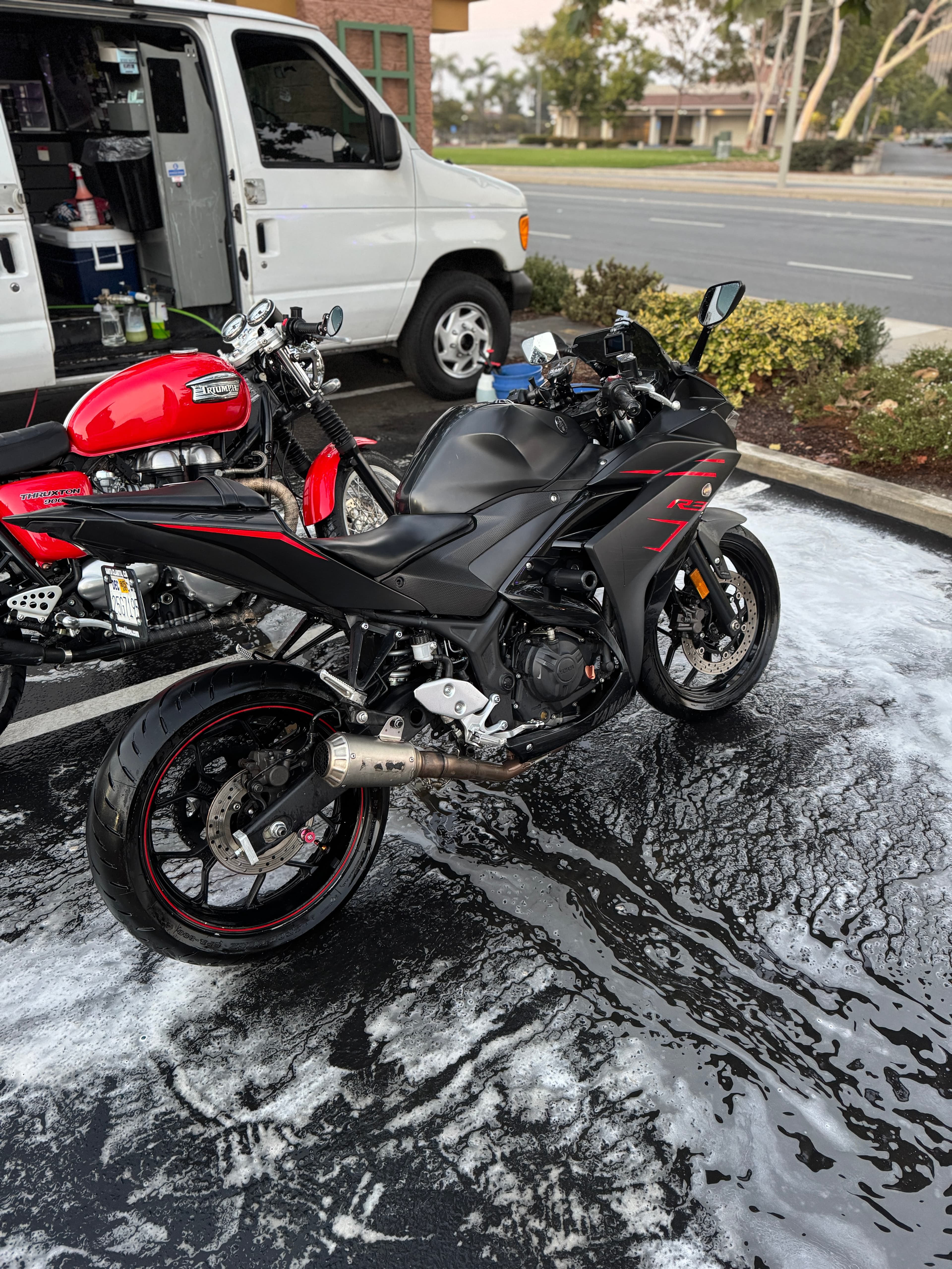 Black sport bike detail